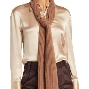 Brown Ribbed Cashmere Scarf from 360 CASHMERE